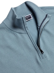 Charles Tyrwhitt Green Merino Zip Neck Jumper - Image 4 of 5
