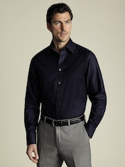 Charles Tyrwhitt Blue Slim Fit Non Iron Twill 100% Cotton Shirt - Image 1 of 5
