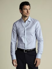 Charles Tyrwhitt Blue Slim Fit Egyptian 100% Cotton Windowpane Check Shirt - Image 1 of 6