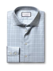 Charles Tyrwhitt Blue Slim Fit Egyptian 100% Cotton Windowpane Check Shirt - Image 4 of 6