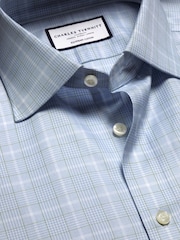Charles Tyrwhitt Blue Slim Fit Egyptian 100% Cotton Windowpane Check Shirt - Image 5 of 6