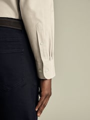 Charles Tyrwhitt Natural Slim Fit Plain Brushed 100% Cotton Twill Shirt - Image 4 of 7
