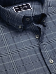 Charles Tyrwhitt Blue Slim Fit Check Non Iron Twill 100% Cotton Shirt - Image 7 of 7