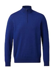 Charles Tyrwhitt Blue Merino Zip Neck Jumper - Image 3 of 5