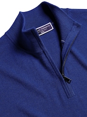 Charles Tyrwhitt Blue Merino Zip Neck Jumper - Image 4 of 5