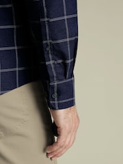 Charles Tyrwhitt Blue Slim Fit Check Non Iron Twill 100% Cotton Shirt - Image 4 of 7