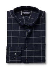 Charles Tyrwhitt Blue Slim Fit Check Non Iron Twill 100% Cotton Shirt - Image 5 of 7