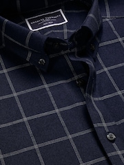 Charles Tyrwhitt Blue Slim Fit Check Non Iron Twill 100% Cotton Shirt - Image 6 of 7