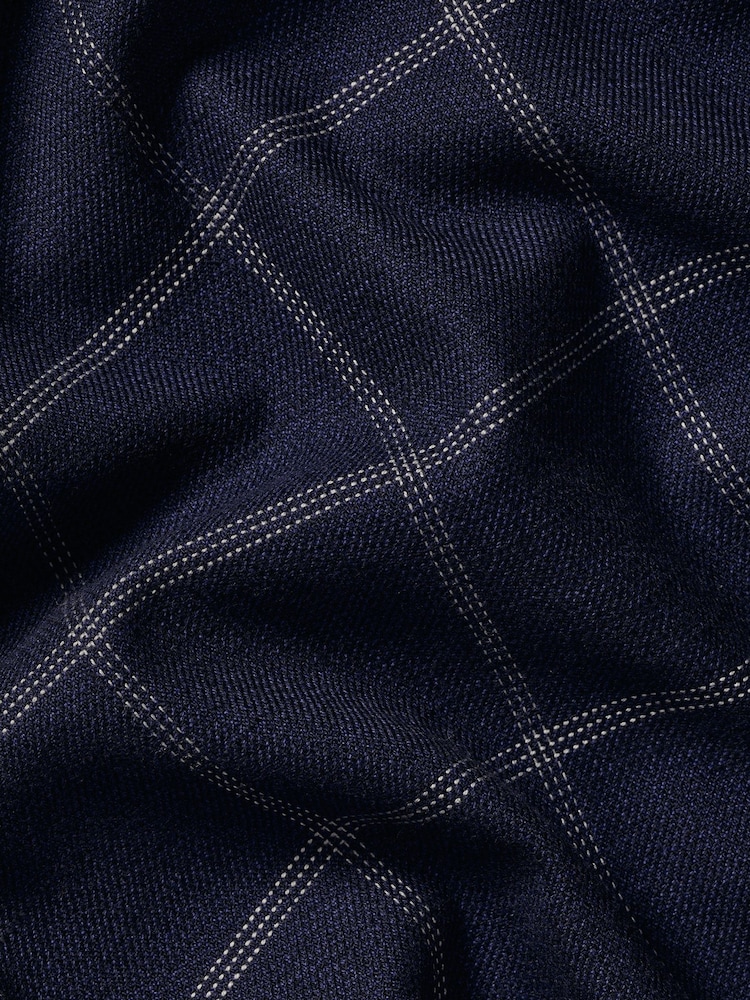 Charles Tyrwhitt Blue Slim Fit Check Non Iron Twill 100% Cotton Shirt - Image 7 of 7