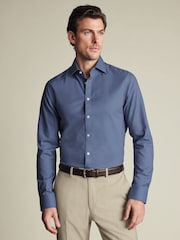 Charles Tyrwhitt Blue Slim Fit Cutaway Collar Non Iron Twill 100% Cotton Shirt - Image 1 of 6