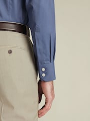Charles Tyrwhitt Blue Slim Fit Cutaway Collar Non Iron Twill 100% Cotton Shirt - Image 3 of 6