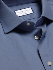 Charles Tyrwhitt Blue Slim Fit Cutaway Collar Non Iron Twill 100% Cotton Shirt - Image 5 of 6