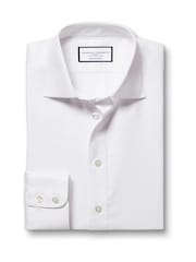 Charles Tyrwhitt White Slim Fit Egyptian 100% Cotton Stripe Shirt - Image 4 of 6