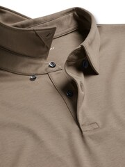 Charles Tyrwhitt Brown Plain Long Sleeve Jersey Smart 100% Cotton Polo Shirt - Image 4 of 5