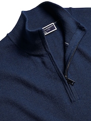 Charles Tyrwhitt Blue Merino Zip Neck Jumper - Image 4 of 5