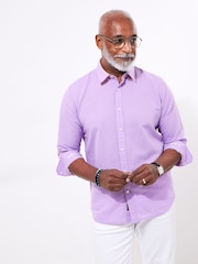 Joe Browns Purple Linen Blend Long Sleeve Shirt - Image 1 of 5