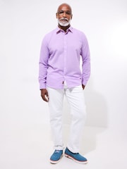Joe Browns Purple Linen Blend Long Sleeve Shirt - Image 2 of 5