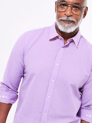 Joe Browns Purple Linen Blend Long Sleeve Shirt - Image 3 of 5