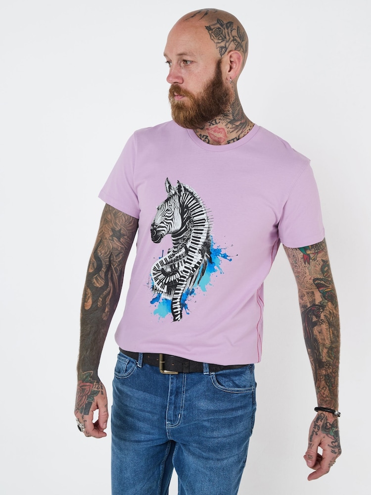 Joe Browns Musical Zebra Graphic Print 100% Cotton T-Shirt - صورة 1 من 5