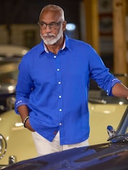 Joe Browns Blue Linen Blend Long Sleeve Shirt - Image 2 of 7
