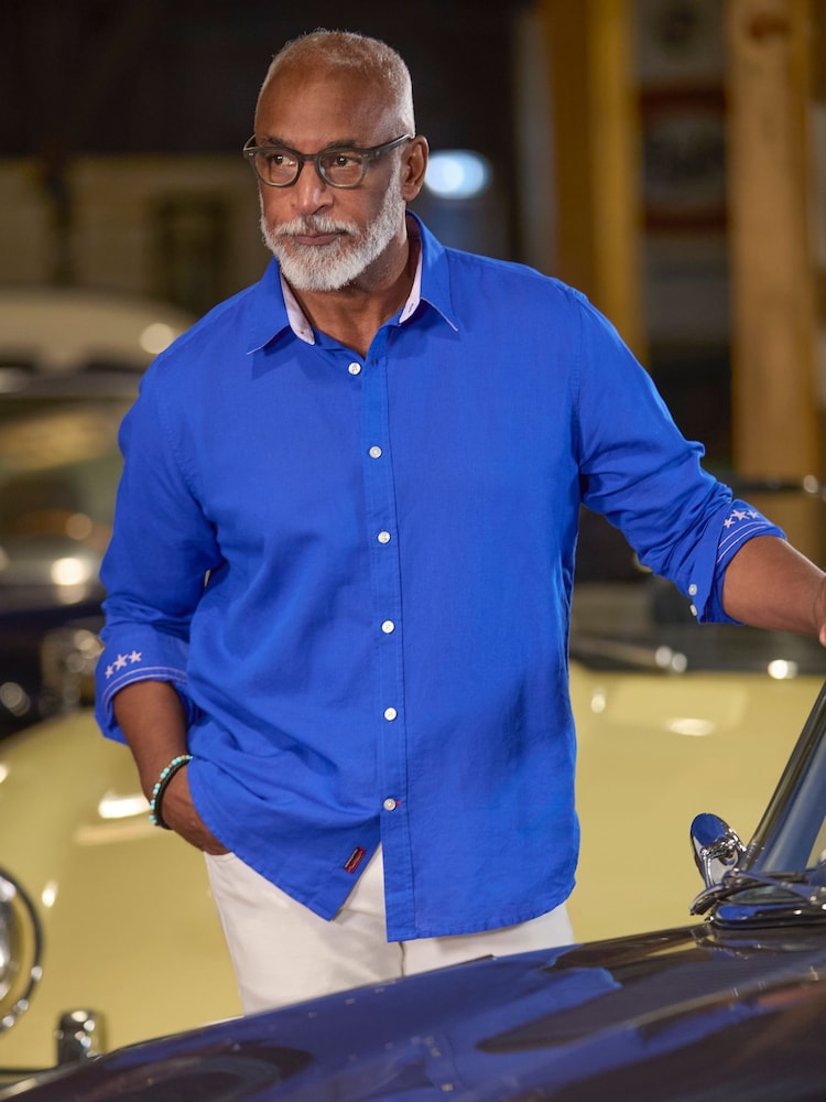 Joe Browns Blue Linen Blend Long Sleeve Shirt - Image 2 of 7