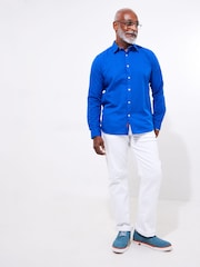 Joe Browns Blue Linen Blend Long Sleeve Shirt - Image 5 of 7