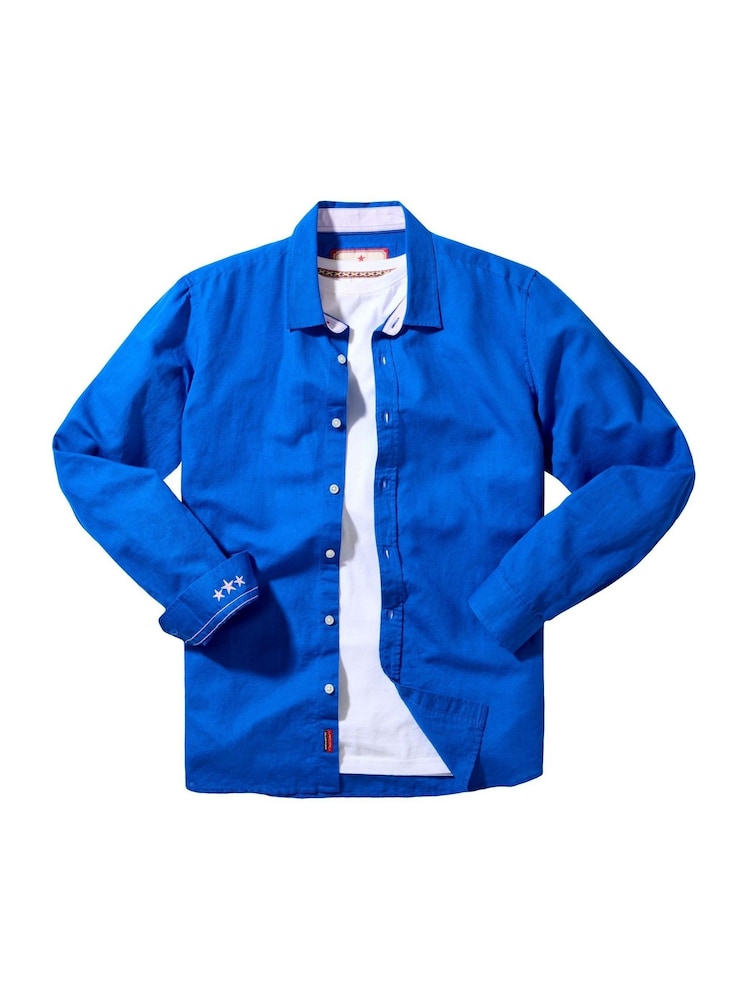 Joe Browns Blue Linen Blend Long Sleeve Shirt - Image 7 of 7