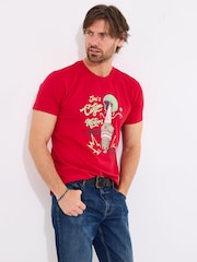 Joe Browns Red Motors Helmet and Engine Graphic 100% Cotton T-Shirt - Image 1 of 5