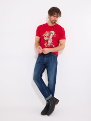 Joe Browns Red Motors Helmet and Engine Graphic 100% Cotton T-Shirt - Image 2 of 5