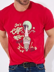Joe Browns Red Motors Helmet and Engine Graphic 100% Cotton T-Shirt - Image 3 of 5