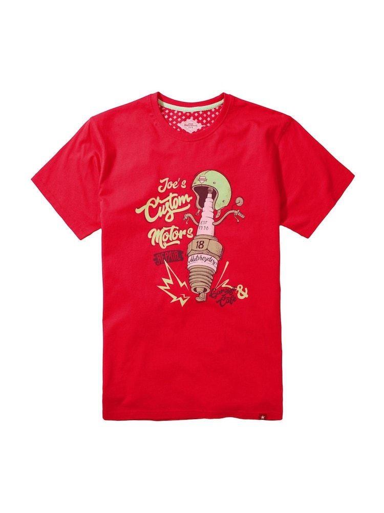Joe Browns Red Motors Helmet and Engine Graphic 100% Cotton T-Shirt - Image 5 of 5