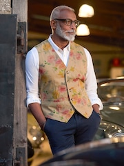 Joe Browns Brown Limited Edition Watercolour Floral Print Waistcoat - Image 1 of 7