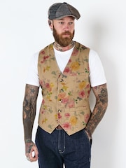 Joe Browns Brown Limited Edition Watercolour Floral Print Waistcoat - Image 2 of 7