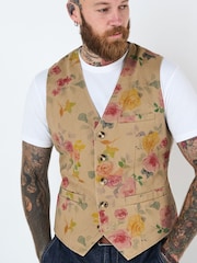 Joe Browns Brown Limited Edition Watercolour Floral Print Waistcoat - Image 5 of 7