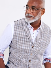 Joe Browns Linen Blend Houndstooth WaistcoatCOLETE EM - Imagem 1 de 5
