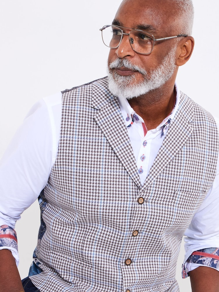 Joe Browns Linen Blend Houndstooth WaistcoatCOLETE EM - Imagem 1 de 5