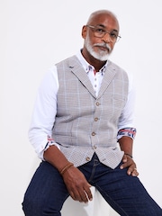 Joe Browns Linen Blend Houndstooth WaistcoatCOLETE EM - Imagem 2 de 5