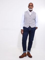 Joe Browns Linen Blend Houndstooth WaistcoatCOLETE EM - Imagem 4 de 5