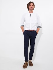 Joe Browns White Pintuck Grandad Collar Long Sleeve 100% Cotton Shirt - Image 4 of 5