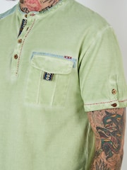 Joe Browns Green Pique Trim Henley T-Shirt - Image 6 of 7