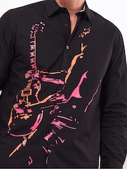 Joe Browns Black Music Man Print Long Sleeve 100% Cotton Shirt - Image 4 of 5