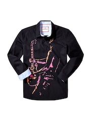 Joe Browns Black Music Man Print Long Sleeve 100% Cotton Shirt - Image 5 of 5