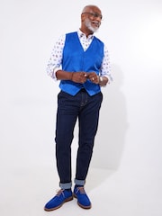 Joe Browns Blue Microsuede Waistcoat - Image 3 of 5