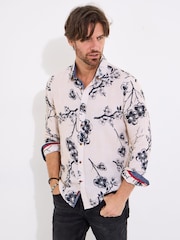 Joe Browns Pink Japanese-Inspired Floral Print Long Sleeve 100% Cotton Shirt - Image 1 of 5