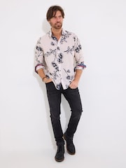 Joe Browns Pink Japanese-Inspired Floral Print Long Sleeve 100% Cotton Shirt - Image 2 of 5