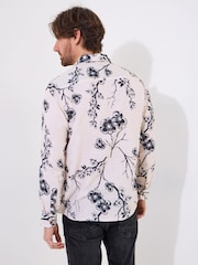 Joe Browns Pink Japanese-Inspired Floral Print Long Sleeve 100% Cotton Shirt - Image 4 of 5