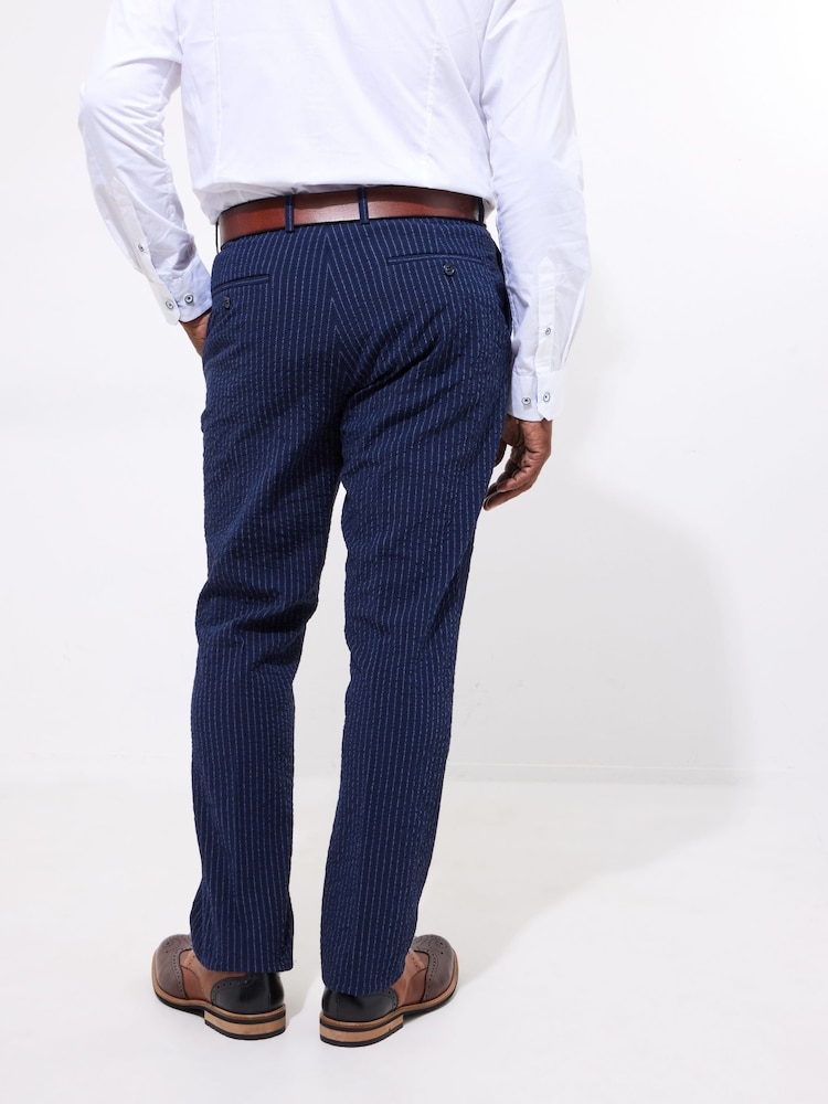 Joe Browns Blue Pinstripe Seersucker Suit Trousers - Image 4 of 5