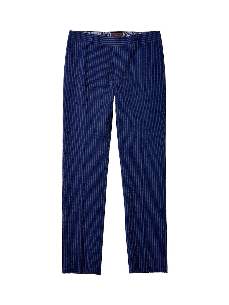 Joe Browns Blue Pinstripe Seersucker Suit Trousers - Image 5 of 5