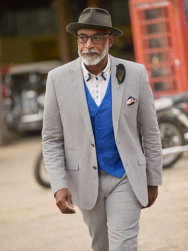 Joe Browns Grey Herringbone Linen Blend Blazer - Image 1 of 7