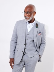 Joe Browns Grey Herringbone Linen Blend Blazer - Image 2 of 7